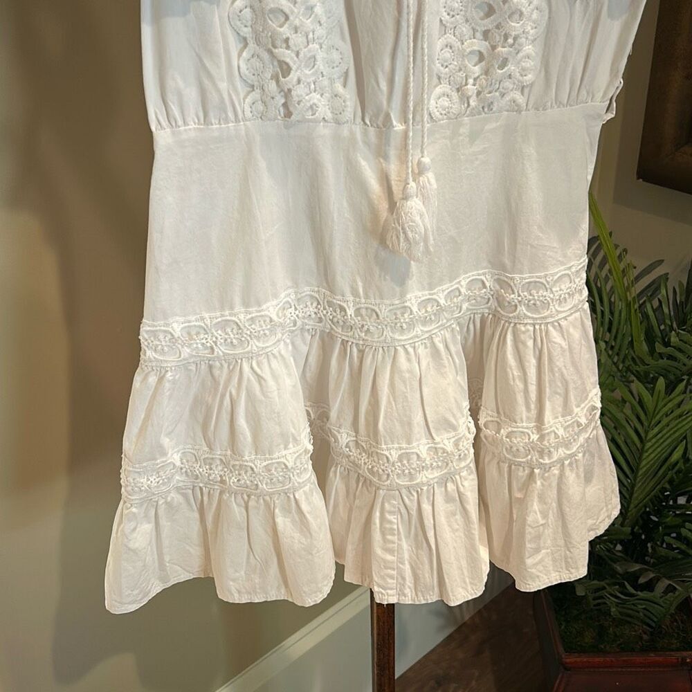 Darling White Crochet Trim Ruffled Dress - Picture 4 of 7